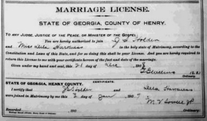 Marriage Certificate of James Solomon HOLDER and Della HARKNESS