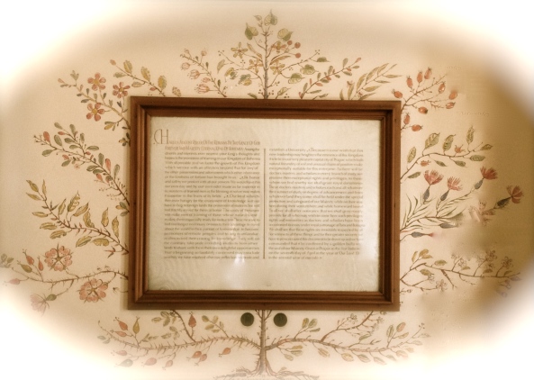 Framed Geneology with Decorative Tree Painted on Wall